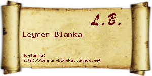 Leyrer Blanka névjegykártya